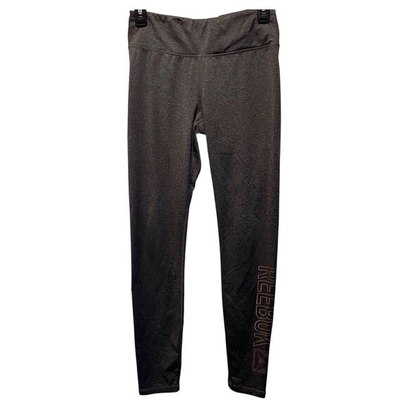 Reebok Womens Small 7/8 Length Leggings High Rise Charcoal Heather Logo - Picture 2 of 9